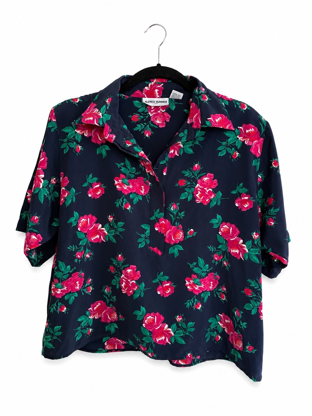 Vintage Floral Popover Blouse Size 14 Grannycore Retro Cottagecore